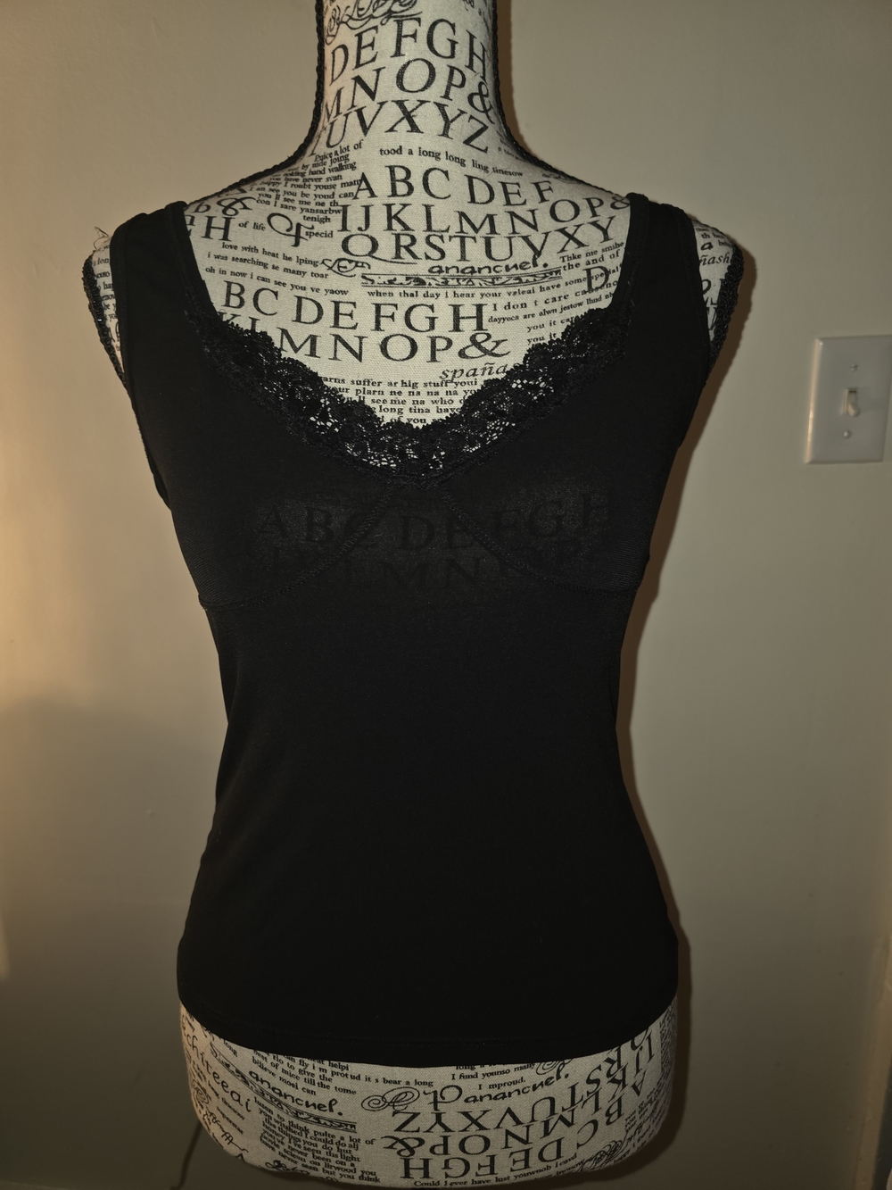 Women’s Black Lace-Trim Camisole Tank Top